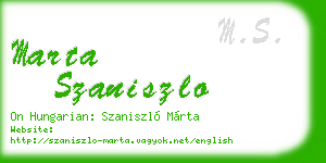 marta szaniszlo business card
