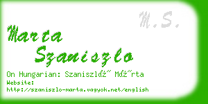 marta szaniszlo business card